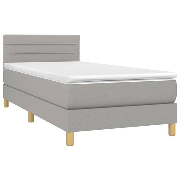 vidaXL Cama box spring con colch&oacute;n tela gris claro 90x190 cm