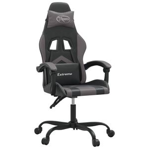 vidaXL Silla gaming cuero sint&eacute;tico negro y gris