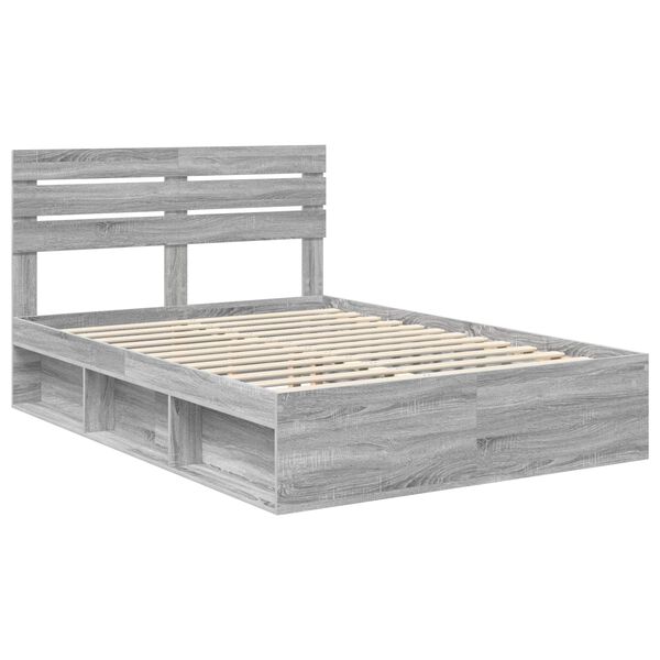 vidaXL Estructura de cama con cabecera Gris Sonoma 160 x 200 cm