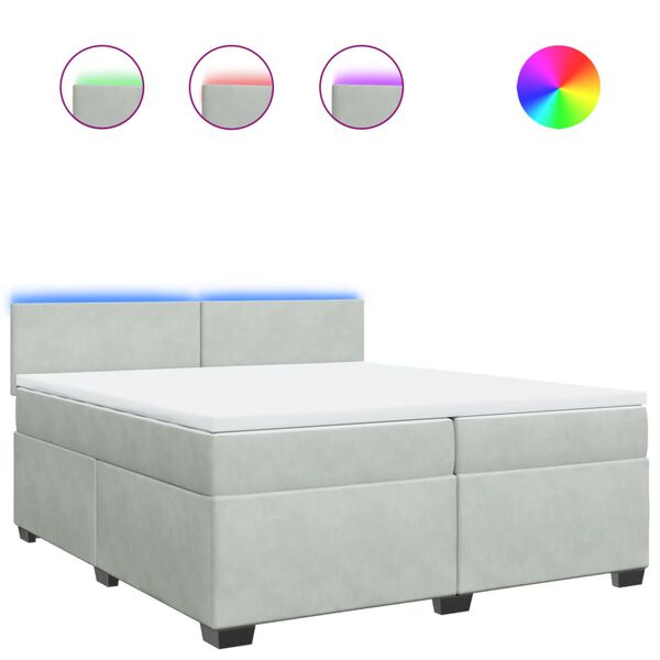 vidaXL Cama box spring con colch&oacute;n terciopelo gris claro 200x200 cm