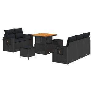 vidaXL Conjunto de sof&aacute;s de jard&iacute;n 10 uds. 7-N&uacute;mero de plazas Negro