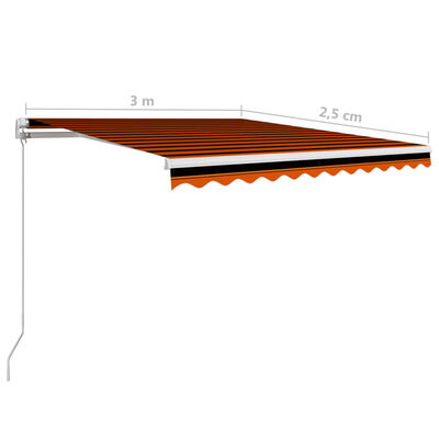 vidaXL Toldo manual retráctil naranja y marrón 300x250 cm