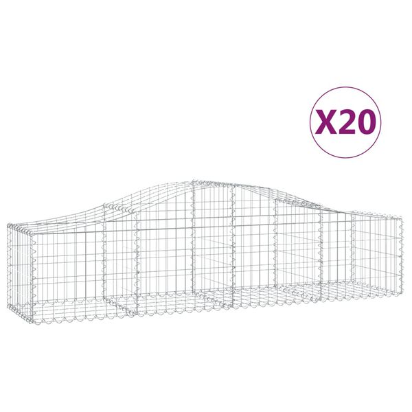 vidaXL Cestas de gaviones 20 uds forma de arco hierro 200x50x40/60 cm