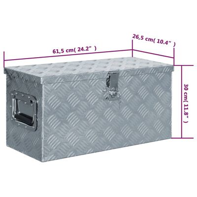 vidaXL Caja de aluminio 61,5x26,5x30 cm plateada