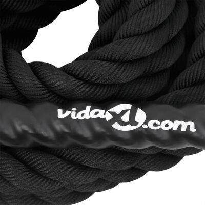 vidaXL Cuerda de batalla poliéster negro 6 m 4,5 kg