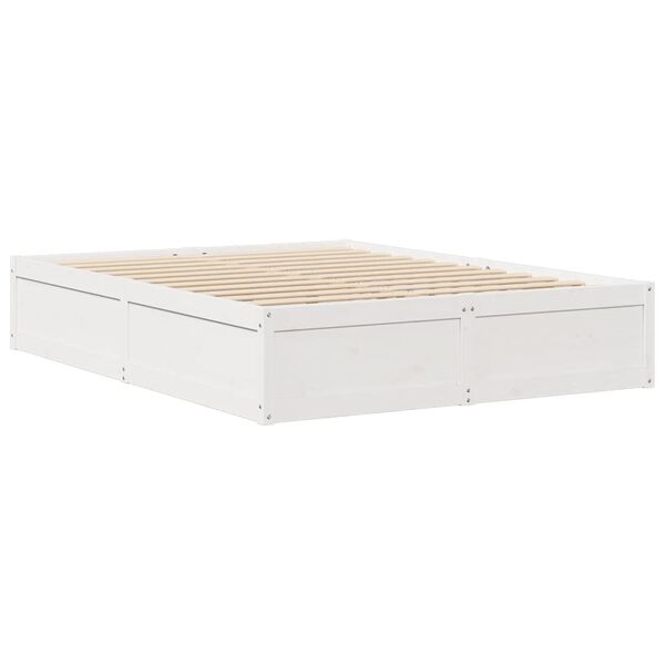 vidaXL Estructura de cama sin colch&oacute;n madera de pino blanca 140x190 cm