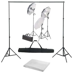 vidaXL Kit de estudio fotogr&aacute;fico con set de luces y fondo