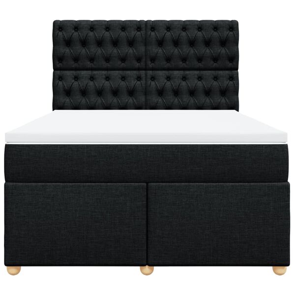 vidaXL Cama box spring con colch&oacute;n tela negro 140x200 cm