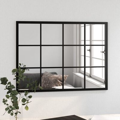 vidaXL Espejo de pared metal negro 80x60 cm