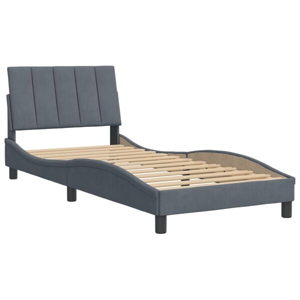 vidaXL Estructura de cama sin colchón Hanko terciopelo gris oscuro 90x190 cm