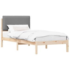 vidaXL Estructura de Cama con Cabecera Tapizada Gris Claro 90 x 200 cm