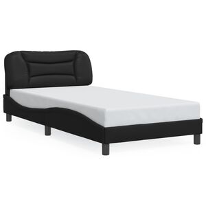 vidaXL Estructura de cama sin colch&oacute;n Hvar cuero sint&eacute;tico negro 100x203 cm