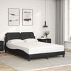 vidaXL Estructura de cama con LED sin colch&oacute;n Zadar negro 140x190 cm