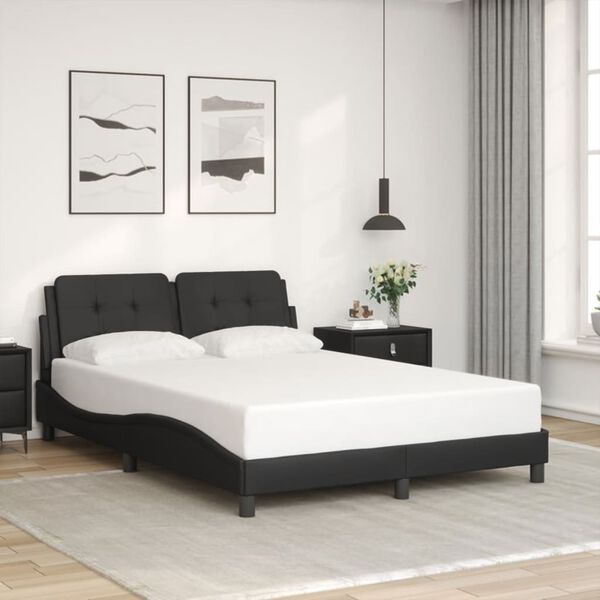 vidaXL Estructura de cama con LED sin colch&oacute;n Zadar negro 140x190 cm