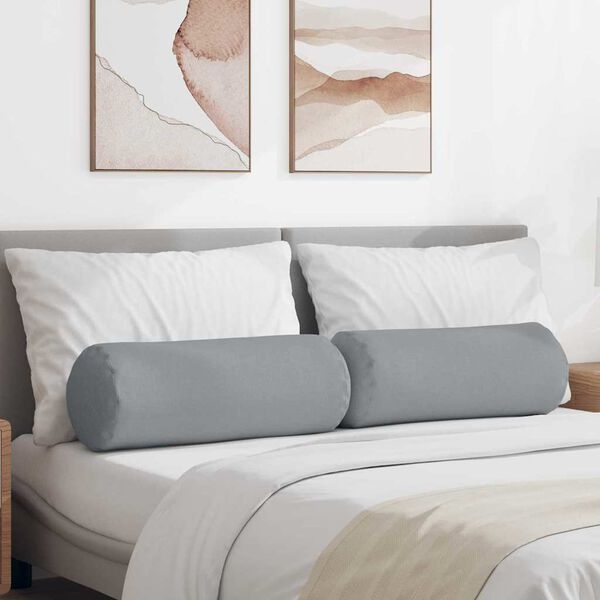 vidaXL Cojines Bolster 2 pcs Gris Claro &Oslash; 25 x 70 cm tela