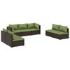 vidaXL Set muebles de jard&iacute;n 7 piezas y cojines rat&aacute;n sint&eacute;tico marr&oacute;n