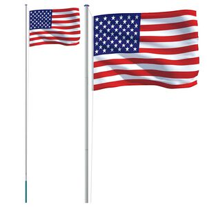 vidaXL M&aacute;stil y bandera de Estados Unidos aluminio 6,08 m