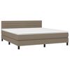 vidaXL Cama box spring colch&oacute;n y luces LED tela gris taupe 160x200 cm
