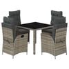 vidaXL Set comedor de jard&iacute;n 5 piezas con cojines rat&aacute;n sint&eacute;tico gris