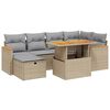 vidaXL Set sof&aacute;s de jard&iacute;n 7 piezas y cojines rat&aacute;n sint&eacute;tico beige