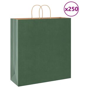 vidaXL Bolsas de papel con asas 250 uds verde 45x17x48 cm