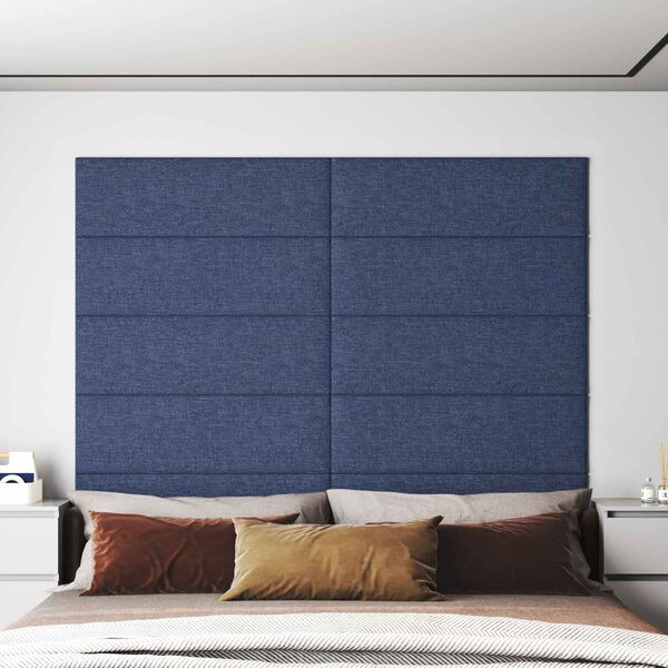 vidaXL Cabecero de Pared 12 pcs Azul 90 x 30 cm tela