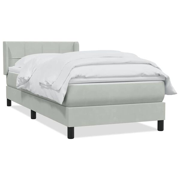 vidaXL Cama box spring con colch&oacute;n terciopelo gris claro 90x220 cm