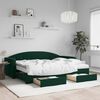 vidaXL Sof&aacute; cama nido con cajones terciopelo verde oscuro 80x200 cm