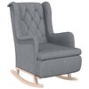 vidaXL Sillón con patas mecedoras y taburete de tela gris claro
