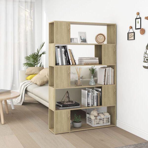 vidaXL Librería separador contrachapada roble Sonoma 100x24x155 cm