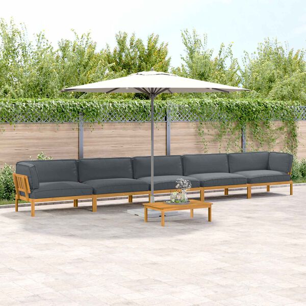 vidaXL Juego de Sof&aacute; con coj&iacute;n 6 pcs Antracita Madera de Acacia S&oacute;lida