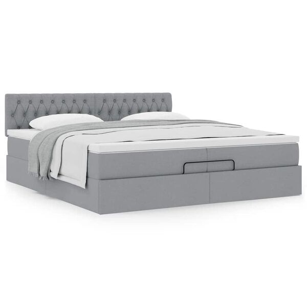 vidaXL Estructura de cama otomana con colch&oacute;n gris claro 200x200 cm