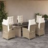 vidaXL Set comedor de jard&iacute;n 7 pzas con cojines rat&aacute;n sint&eacute;tico beige
