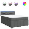 vidaXL Cama box spring con colch&oacute;n tela gris oscuro 140x200 cm
