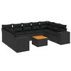 vidaXL Set de sof&aacute;s de jard&iacute;n 10 pzas cojines rat&aacute;n sint&eacute;tico negro
