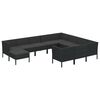 vidaXL Set de muebles de jard&iacute;n 11 pzas cojines rat&aacute;n sint&eacute;tico negro