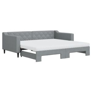 vidaXL Sof&aacute; cama nido con colch&oacute;n tela gris claro 90x190 cm