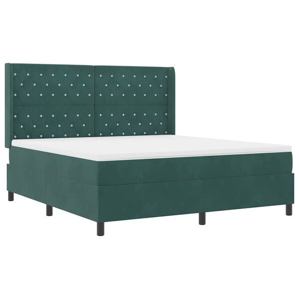 vidaXL Cama con Box Spring LED y Colch&oacute;n Verde oscuro 180 x 200 cm