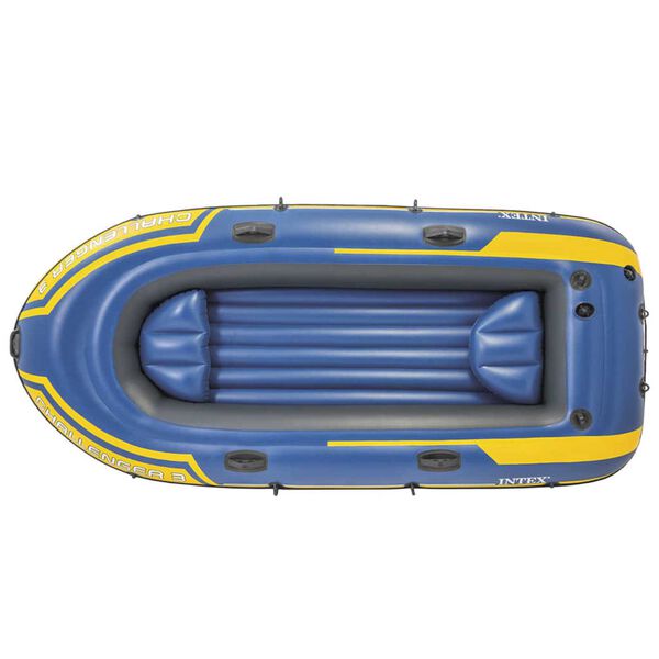 Intex Barca inflable Challenger 3 con motor de arrastre y soporte