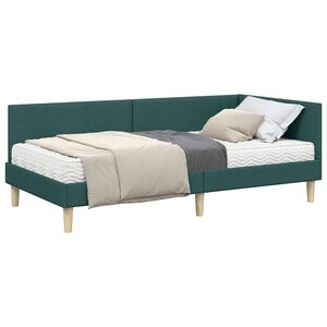 vidaXL Estructura de Cama Esquina con Colch&oacute;n 2 uds. Verde oscuro