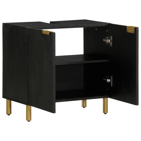 vidaXL Armario de lavabo de ba&ntilde;o madera ingenier&iacute;a negro 62x33x58 cm