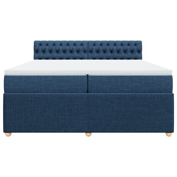 vidaXL Cama box spring con colch&oacute;n tela azul 200x200 cm