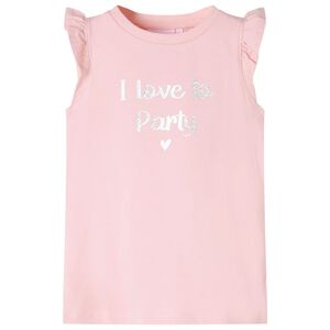 Camiseta infantil de manga volante rosa claro 104