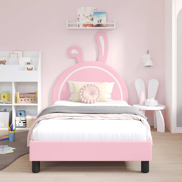 vidaXL Estructura de cama con cabecera Rosa 90 x 190 cm PU