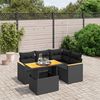 vidaXL Set de muebles de jard&iacute;n 5 pzas y cojines rat&aacute;n sint&eacute;tico negro