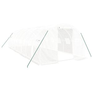 vidaXL Invernadero con estructura de acero blanco 24 m&sup2; 8x3x2 m