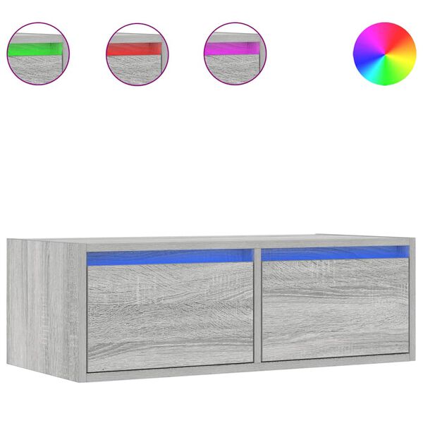 vidaXL Mueble de TV con luces LED sonoma gris 75x35,5x25 cm
