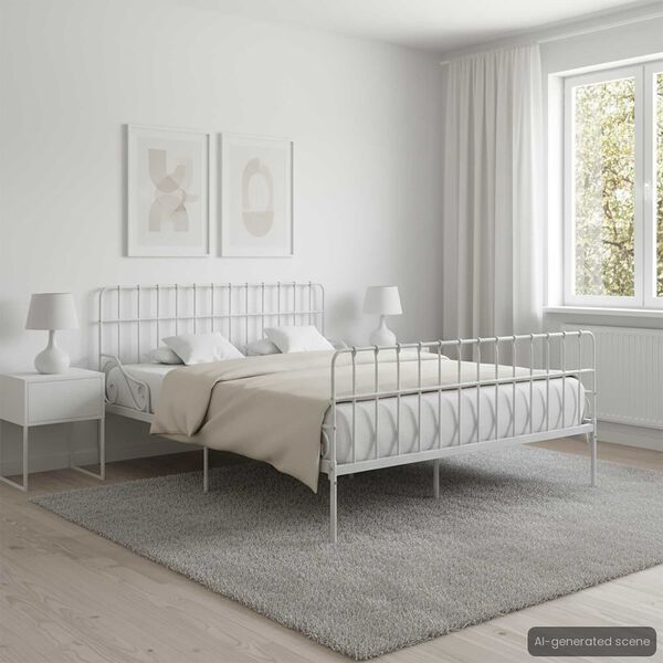 vidaXL Estructura cama con somier sin colchón metal blanco 200x200 cm