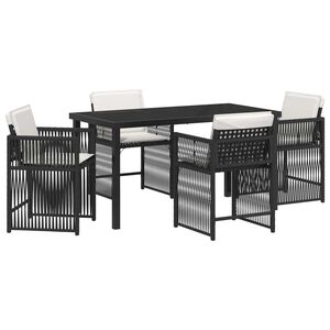 vidaXL Conjunto de Comedor de Jard&iacute;n 5 pcs Negro rat&aacute;n sint&eacute;tico