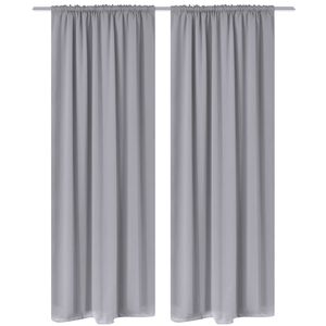 2 cortinas grises oscuras con jaretas, blackout 135 x 245 cm